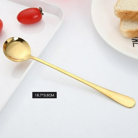 

Left wind Creative Colorful 304 Stainless Steel Soup Multi Purpose Deepened Public Spoon Tableware Ice Cream Dessert Tea Stirring Spoon Gold