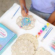 Kulture Khazana: Make Your Own Wooden Rangoli - 2-In-1 Sand & Paint Art Kit - Creative Diwali Activity, Mess-Free Drop Cloths, Kids DIY Sensory Craft
