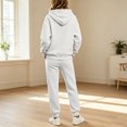 thumbnail image 6 of Women's Pullover Hoodie Sweatsuit 2 Piece Set Long Sleeve Hooded Sweatshirt Straight Leg Sweatpants Athletic Jogging Tracksuit with Pockets White M, 6 of 6