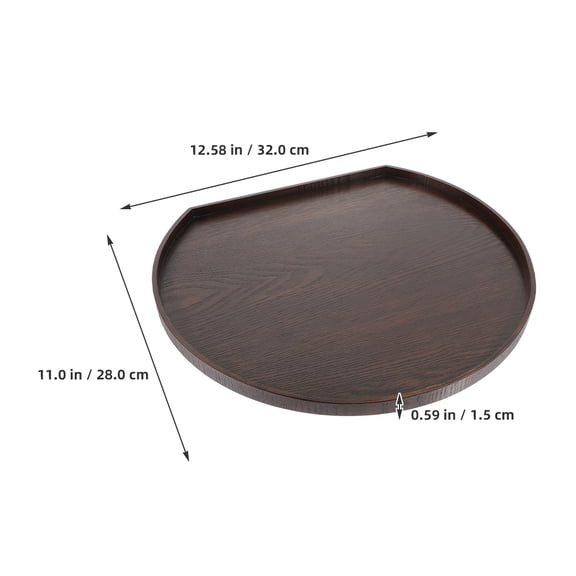 SOPOTUTU Dark Brown Wooden Half Moon Tray for Serving Food and Home Decoration, 1 Piece and Stylish