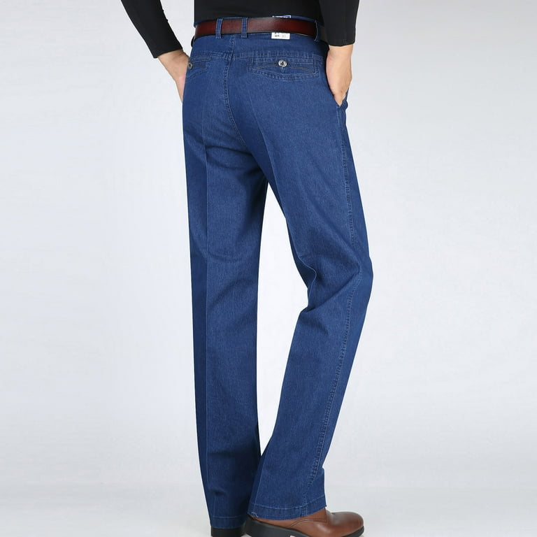 Men Retro Office High Waist Casual Suit Pants Straight Trousers