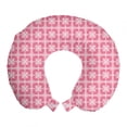 thumbnail image 1 of Abstract Travel Pillow Neck Rest, Colorful Retro Ornaments Flowers Inspired Romantic Arrangement, Memory Foam Traveling Accessory Airplane and Car, 12", Pastel Pink Rose, by Ambesonne, 1 of 2