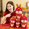 thumbnail image 5 of Hadanceo Rabbit Doll Traditional Decorative Auspicious Jubilant Festival Prop 2023 Chinese Zodiac Rabbit Mascot for New Year, 5 of 7