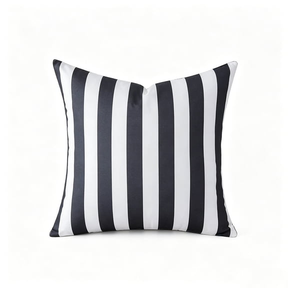 Outdoor Waterproof Throw Pillow Covers 18x18 Inch Decorative Striped Cushion Cases for Patio Furniture Couch Balcony Garden Bench,Black
