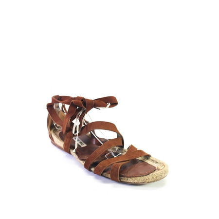 

Pre-owned|Miu Miu Womens Suede Strappy Espadrille Sandals Brown Size 40 10