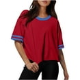 thumbnail image 1 of Camisetas Sobredimensionadas para Mujeres Gota Hombro Cuello Redondo Cultivo Top de Entrenamiento, Blusa de Verano Casual para Diario Y Fitness, 1 of 4