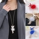 thumbnail image 3 of Renikh Women's Rhinestone Faux Fur Cute Fox Pendant Long Sweater Necklace Jewelry--Red-Model code 27921 Red, 3 of 5