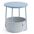 thumbnail image 3 of Round End Side Table with Fabric Storage Basket Bedside Table Nightstand for Living Room Bedroom Pale Blue Ice Blue, 3 of 7