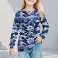thumbnail image 2 of BFHHYA Girls' Camo Long Sleeve Top Crew Neck Casual Shirt Loose Fit Pullover for Kids for Weekend Outdoor Play 5-14Y, 2 of 8