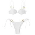 thumbnail image 4 of Daznico Women's Metal Ring Bikini Set, Underwire Push Up Top with Tie Side Bottoms,L, 4 of 4