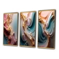 thumbnail image 3 of Designart "Exquisite Wave Symphony Liquid Gold and Pink IV" Abstract Shapes Framed Wall Art Set Of 3 - Gold Transitional Frame Canvas Set For Living Room Decor, 3 of 6