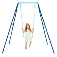 thumbnail image 3 of Patiojoy Outdoor Kids Metal Swing Set with Frame Steel Stand Heavy Duty Metal A-Frame Blue, 3 of 8