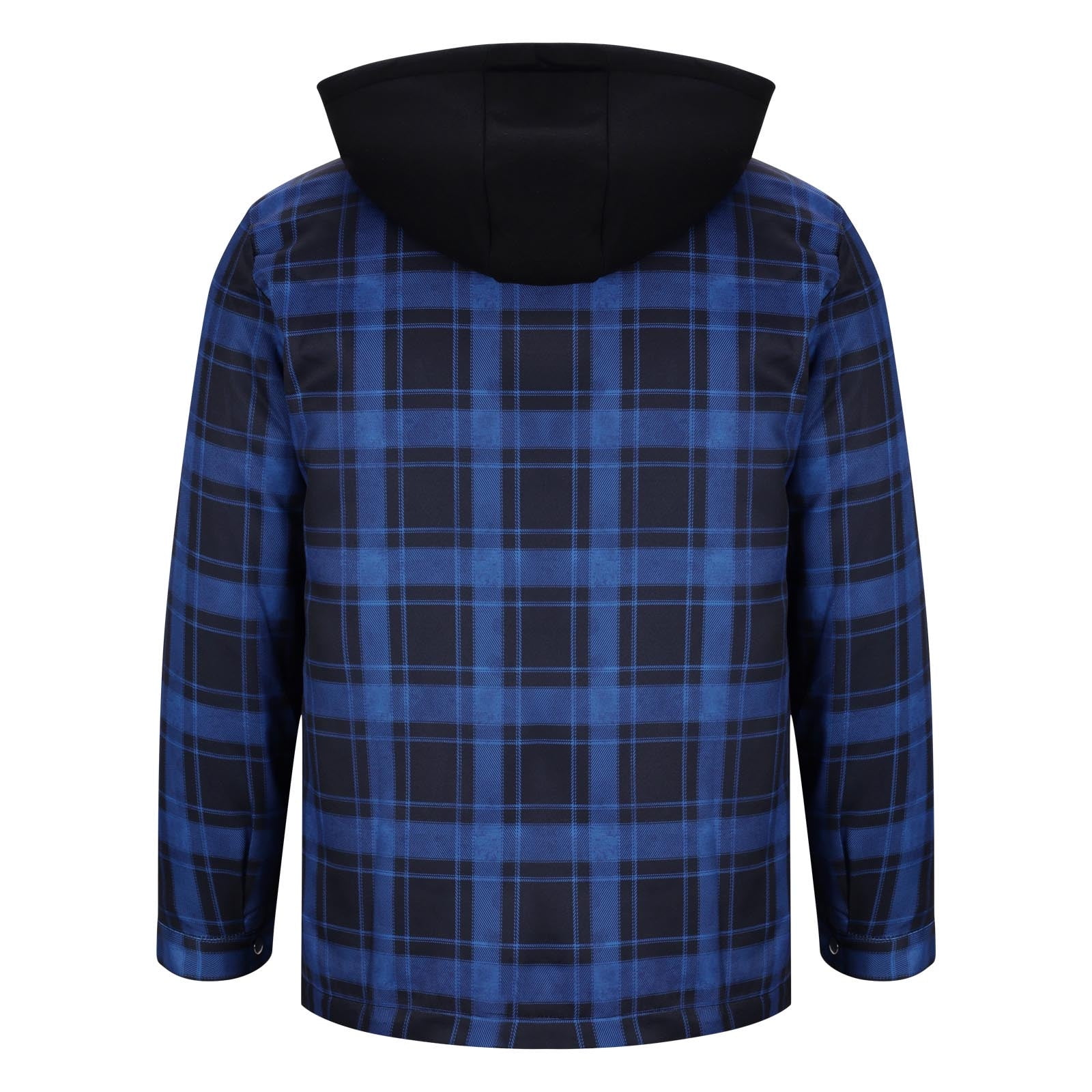 BiZtdJrK Hoodies for Men Long Sleeve Plaid Shirt Jacket Warm Quilt Lined Hooded Shackets with Button Down Winter Coat, Dark Blue, M