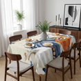 thumbnail image 6 of Orange Blue Pumpkins Fall Table Cloth Waterproof Tablecloths, Thanksgiving Eucalyptus Vintage Tablecloth Dining Table Cover for Kitchen Party Tabletop Outdoor, Rectangle Tablecloth 52x70 Inch, 6 of 9