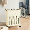 thumbnail image 5 of Kugisaki Folding Dirty Clothes Basket Household Bathroom Dirty Clothes Storage Basket With Wheels Laundry Storage Basket Bathroom Large Dirty Clothes Basket, 5 of 6