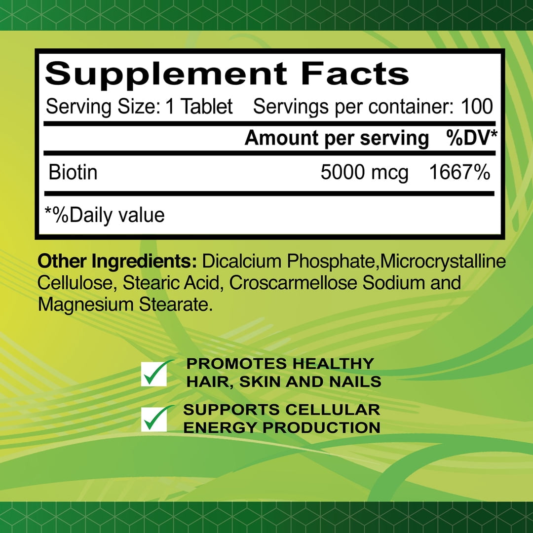 Alfa Vitamins Biotin 5000 Mcg, 100 Tablets