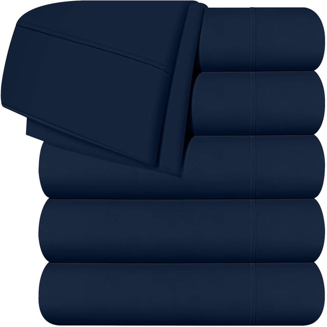 Sábanas planas Utopia Bedding, paquete de 6 piezas, color azul marino