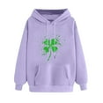thumbnail image 2 of NuoCaiYun Women's Funny Print St. Patrick's Day Hooded Drawstring Pullover Long Sleeved Loose Comfortable Sweatshirt with Pocket, 2 of 6
