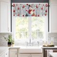 thumbnail image 3 of Christmas Ball Kitchen Curtains and Valances Set, Snowman Gifts Xmas Tree Snowflake Grey Rod Pocket Window Valance 18 Inch Window Curtain Panels for Living Room Bedroom Laundry, 27.5x24in, 3 Pieces, 3 of 7