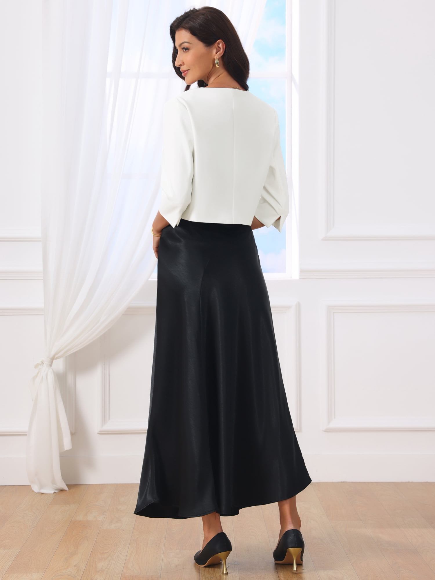 DARING DIVA Women's 3/4 Sleeve Open Front Cocktail Bolero Cardigan XL White