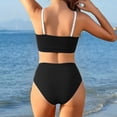 thumbnail image 5 of Herseas Women's 2 Piece Colorblock Bikini Sets Oval Metal Cutout Swimsuit High Waisted Beach Summer Swim Bathing Suits (XL, Black), 5 of 7