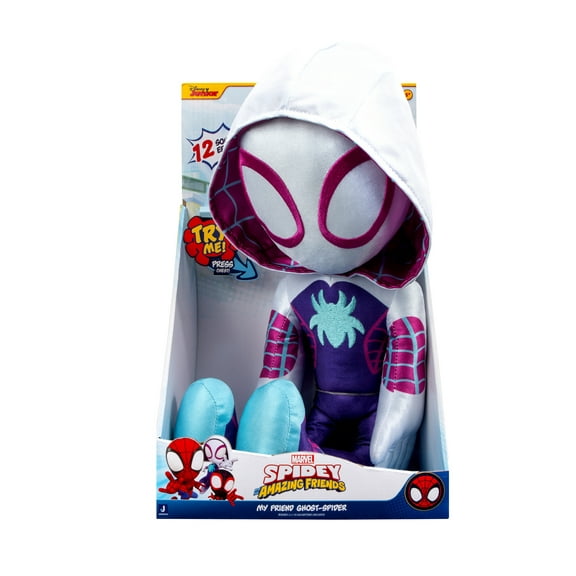Spidey and His Amazing Friends, Ghost Spider Plush, Includes Lights and Sounds, Marvel, Toddler Toy
