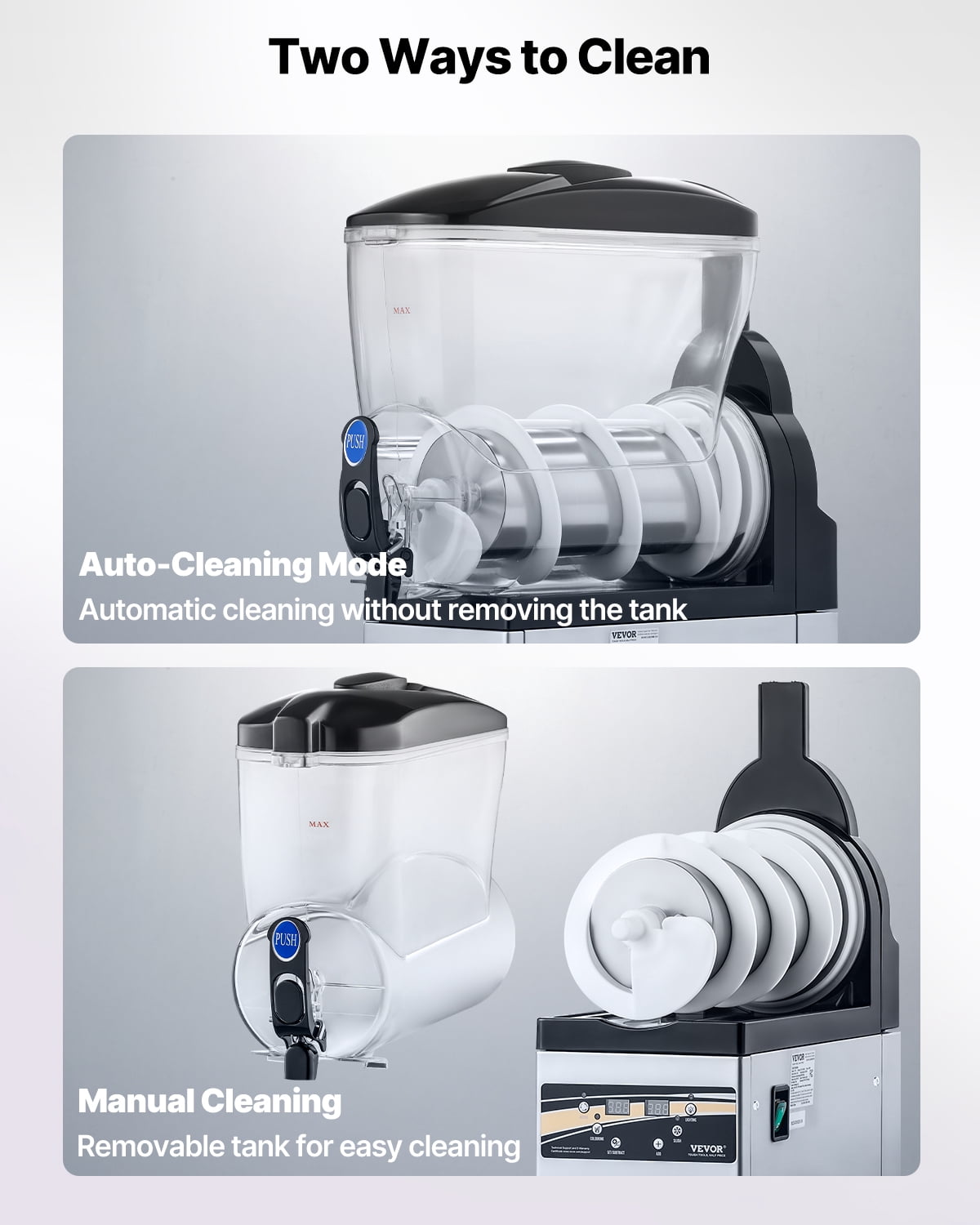 VEVOR Commercial Frozen Drink Maker, 15L Single Tank Slushy Machine, 60 Cups Stainless Steel Margarita Smoothie Frozen Drink Machine, Slushie Maker