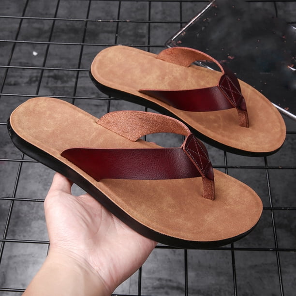 JIAHONG Men&nbsp;Sandals Yoga Mat Leather Flip Flops with 