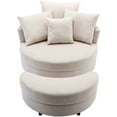thumbnail image 6 of 360° Swivel Accent Barrel Chair and Half Crescent Moon Storage Bench Large Ottoman with 4 Pillows,Upholstered Oversized Leisure Round Loveseat Recliner Sofa Chaise Lounge Circle Armchair, 6 of 6