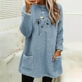 thumbnail image 3 of Craaazy Fleece Sweaters for Women Long Sleeve Crewneck Casual Blouses Soft Comfortable Warm Sweatshirt with Two Pockets Gifts, 3 of 5