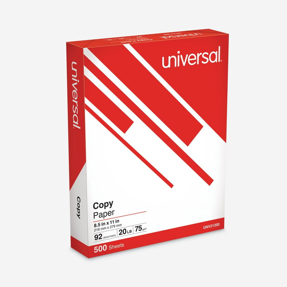 Universal UNV21200 8.5 in. x 11 in. 92 Bright Copy Paper - White (10/Carton)