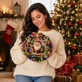 thumbnail image 2 of Christmas Santa Claus DIY Pearl Light Wreath Kit with LED String Lights 9.4in, 2 of 5