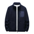 thumbnail image 2 of SROBPTY Mens Winter Coats, Fleece Jackets for Mens, Men's Fleece Lined Stand Up Collar Cardigan Jacket with Pocket Dark Blue,XXXXXL, 2 of 3