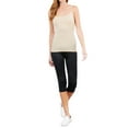 thumbnail image 2 of Juniors Solid Plain Adjustable Spaghetti Strap Layering Cropped Camisole Tank Top (Taupe, L), 2 of 4