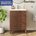 thumbnail image 6 of 24" Bathroom Vanity with Ceramic Sink Top, Pre-assembled Mid-Century Wood Bathroom Cabinet Walnut, 6 of 12