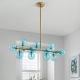 thumbnail image 3 of HOOMEDELIER 16-Light Dimmable Blue Globe Glass Modern Golden Sputnik Linear Chandeliers, 3 of 13