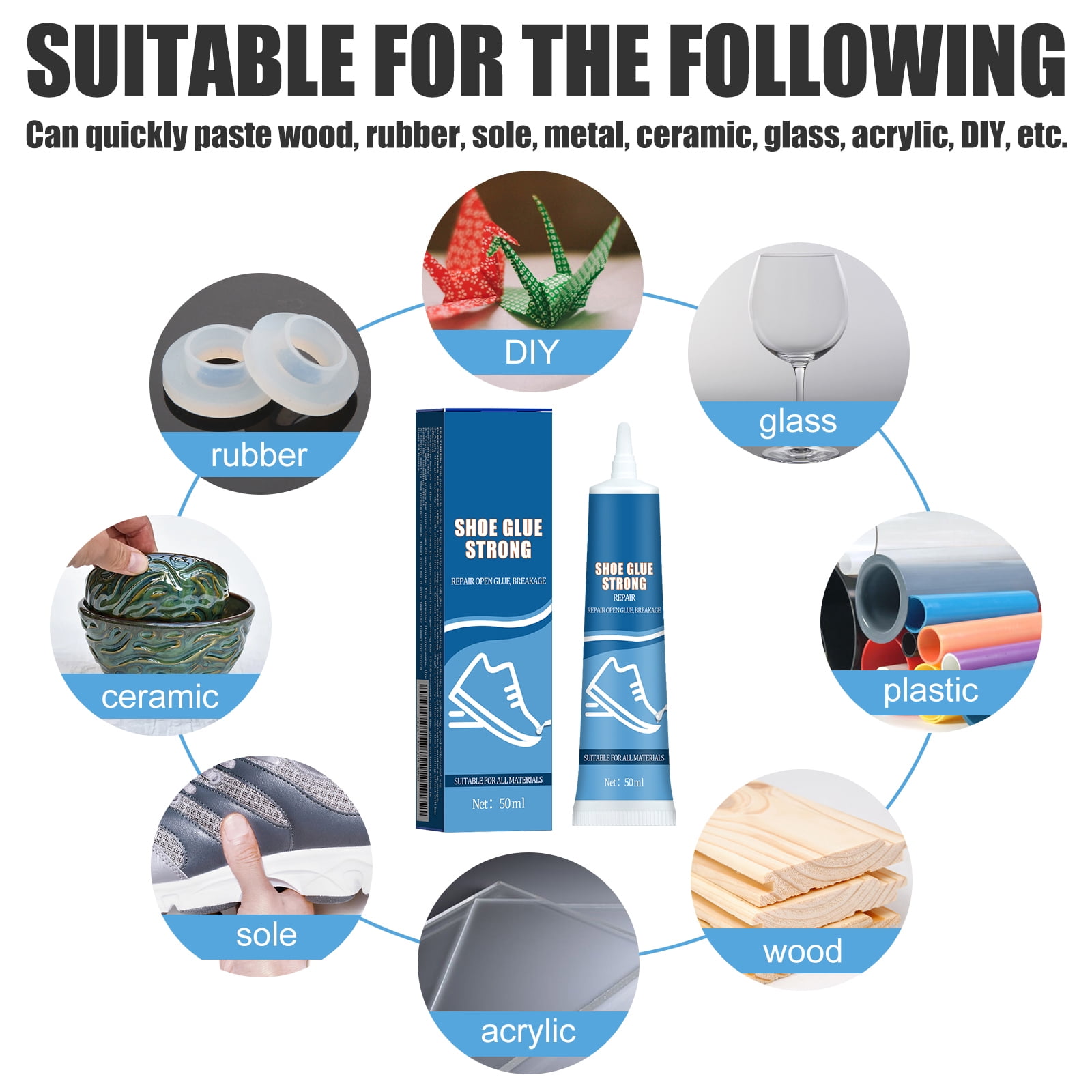 Alvantor Waterproof Shoe Glue for Soles, Heels and Small Hole Repairs 1.69 fl. oz