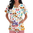 thumbnail image 3 of Kixjoy Scrubs for Women Oversized Short Sleeve V Neck Nurse Scrubs Animal Printed Stretchy Casual Shirts Medical Lightweight Womens Blouses with Pockets, Light Blue 4XL, 3 of 6