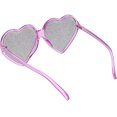 thumbnail image 4 of Women's Novelty Oversize Heart Sunglasses Smoke Glitter Lens 62mm (Magenta / Smoke), 4 of 4