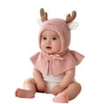thumbnail image 5 of MAIHAN Toddler Winter Hat Baby Cute Reindeer Hat Knit Hat Scarf And Shawl Winter Warm Cap For Boys And Girls Soft Yarn With Neck Cover,Pink, 5 of 5