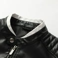 thumbnail image 6 of TFEOQRY Men's Faux Leather Jacket Stand Collar Zip Up Wing Pattern Biker Style Motorcycle Coat Fall Winter Top Black, 6 of 9