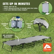 Ozark Trail Camping Folding with Easy Setup Cot, Gray, Adult,75.6in x 25 in x 8.46in, Polyester