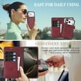 thumbnail image 6 of Wallet Case for iPhone 17, Detachable 2-in-1 PU Leather Flip Folio Case Support MagSafe Wireless Charging, Vintage Card Slots Kickstand Phone Cover for iPhone 17, Red, 6 of 6