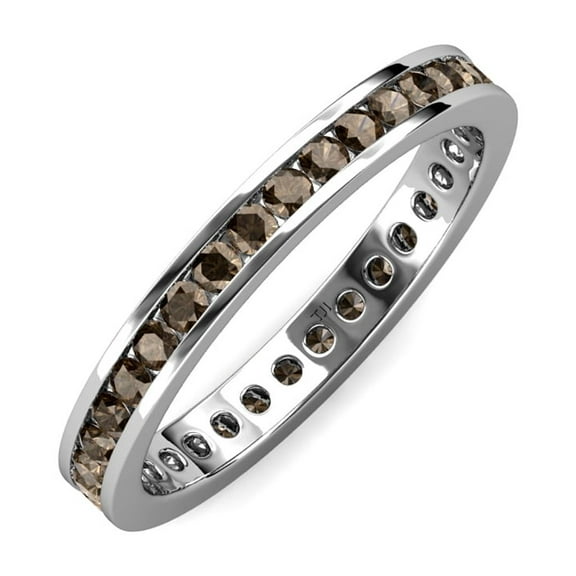 TriJewels 1.61 ctw Round Smoky Quartz (2.70 mm) Eternity Band in 10K Gold