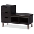 thumbnail image 1 of Allora Faux Leather Shoe Bench in Dark Brown, 1 of 4