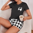thumbnail image 5 of Besolor Women Pajama Sets 2 Piece Lounge Outfits Casual V Neck Short Sleeve Tops and Shorts Summer Sleepwear Pjs, 5 of 6