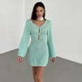 thumbnail image 1 of Vestido de playa para mujer, de color sólido, sexy, de punto, hueco, para playa, bikini, traje de baño, ropa de protección solar, 1 of 6