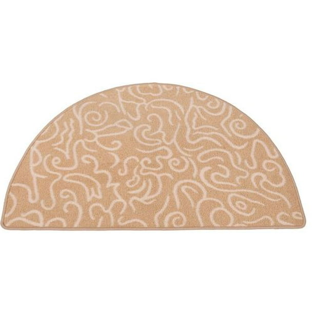 Beige/White Half Round Hearth Rug 43 inch