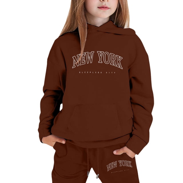Girls Outfits Hoodies Letter Print Sweatshirt Stylish Comfortable Everyday Wear