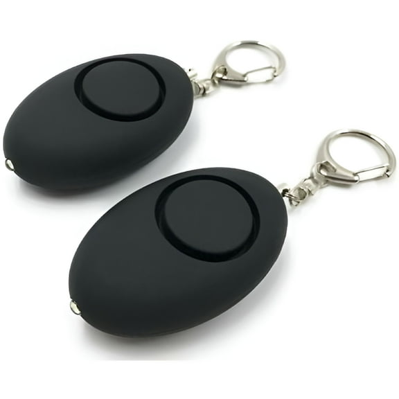 GJX Pack of 2 Pocket Alarms, Self-Defense, Siren 140dB, LED Light (Black)